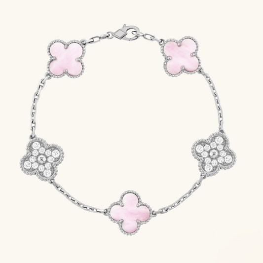 TRÉBOL | Pulsera Rosa/Plateada