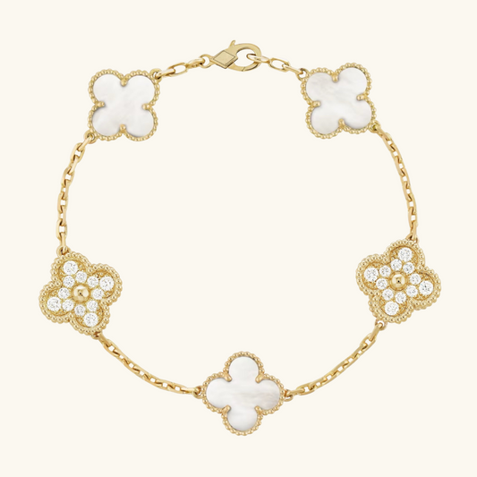 TRÉBOL | Pulsera Dorada/Blanca
